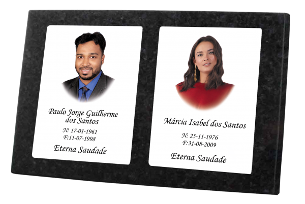 Lápide em Granito Preto 45x30 cm Lápide em Granito Preto 45x30 cm